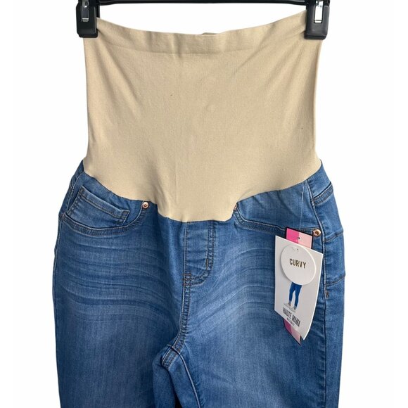 Haute Mama Maternity Curvy Denim Jeans With Stretch Belly Band Size Large - Picture 10 of 14